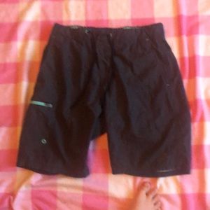 Black and teal swim trunks